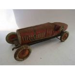 A 1920's/30's German tinplate clockwork racing car by Tipp & Co with fixed key mechanism,