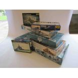 Seven assorted ship plastic model kits including Revell,