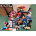 A quantity of Doctor Who toys and collectables including sonic screwdriver, rucksacks, shaker maker,