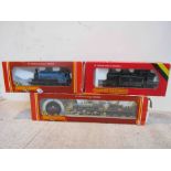 Three boxed Hornby 00 gauge locomotives- Caledonian 0-4-0 saddle tank,