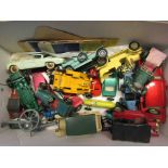 A collection of loose diecast cars including Matchbox Models of Yesteryear,