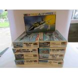 Nine Revell 1:48 scale aircraft plastic model kits