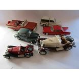 Six assorted diecast cars including Ertl 1:18 scale '57b Chevrolet Bel Air,