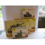 Five Heller 1:35 scale tank plastic model kits