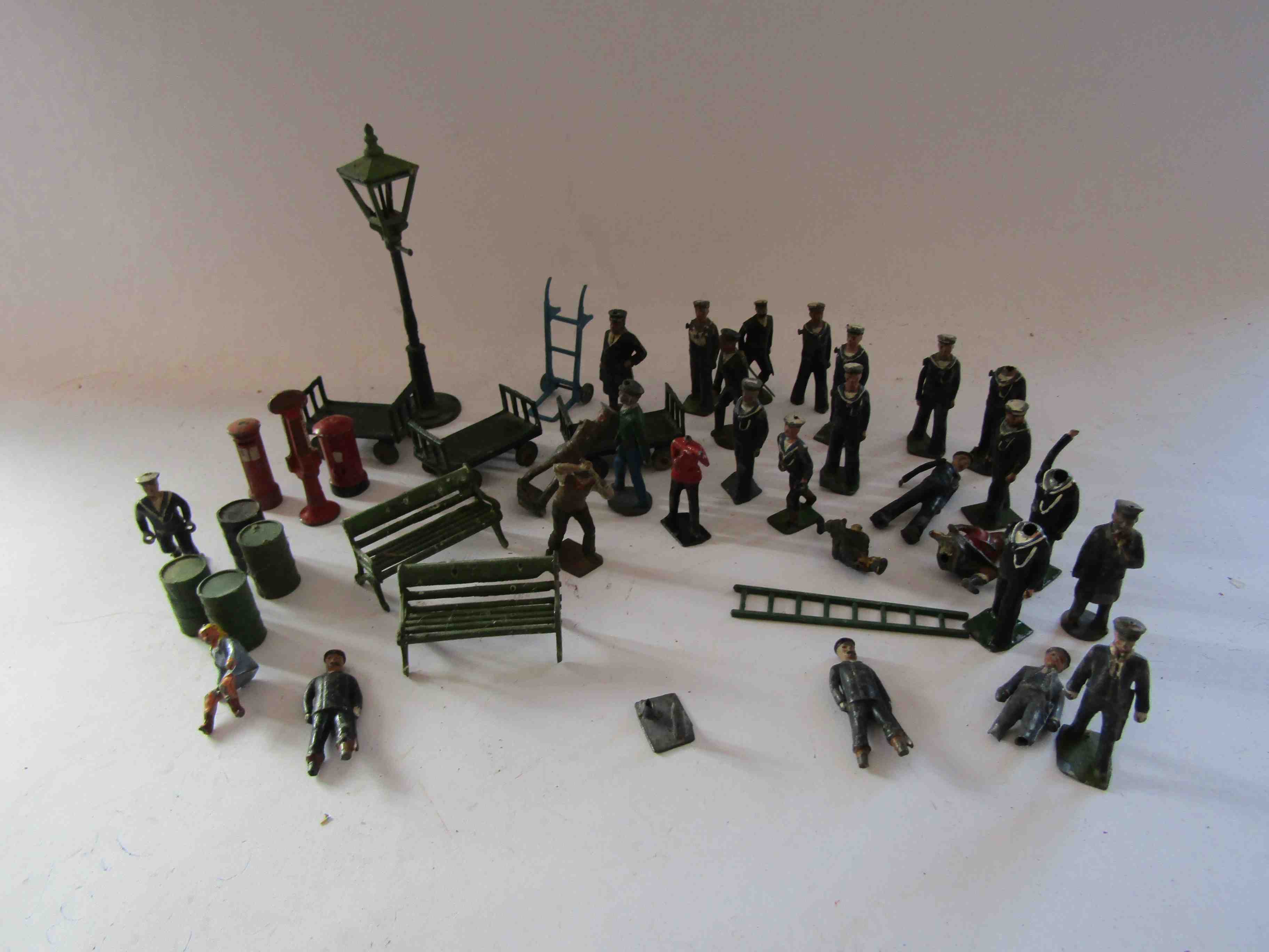 Mixed lead and plastic figures including Britains Naval figures,