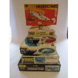 Six assorted aircraft plastic model kits including Heller,