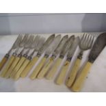 A William Hutton & Sons Ltd silver fish cutlery set for five setting together with matching pair of