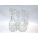 A pair of Thomas Webb crystal glass decanters - Port and Sherry