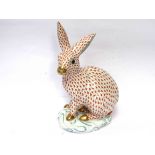 A Herend hand painted seated hare, printed blue Factory mark, incised model no.