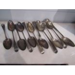 A collection of Georgian and later silver serving spoons, various markets and dates,