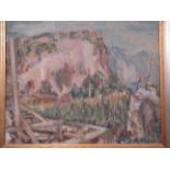 An oil on canvas "Somewhere in Austria" Initialled MLR (marie Luisa Reis?), framed and glazed,