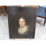 A Victorian oil on canvas depicting lady, unframed,