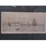 WILLIAM LIONEL WYLLIE (1851-1931): An etching depicting sailing and rowing vessels passing