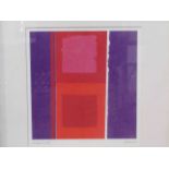 A modernist signed print, purple and reds, signed "Cuban Heat", by Amaina, framed and glazed, 29.