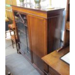 An Edwardian mahogany two door glazed display cabinet, 136cm x 130cm x 32.