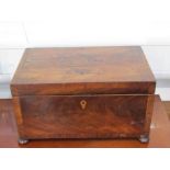 A Georgian flame mahogany sewing box of caddy form, lift-out tray,