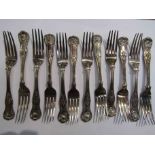 A composite matched set of twelve silver dinner forks in the King's pattern,