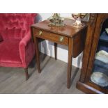 A George III mahogany drop flap hall table with single drawer,