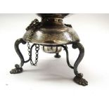 A Mappin & Bros silver plate spirit kettle with shell form stand,