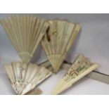 Four late 19th/early 20th Century silk fans