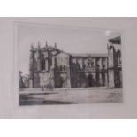 FRANCIS DODD "Leon" etching of monastery, 20cm x 30cm,