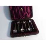 A set of six Victorian silver imported coffee spoons, London 1895,