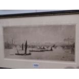 H. P. EVANS (XX): An etching depicting Lambeth Bridge, 20cm x 42.