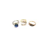 Three rings including two 9ct gold examples