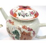 An 18th Century bullet form teapot and miniature teapot,