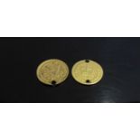 A USA 2 1/2 dollar quarter eagle gold coin, 1846, and a George III 1803 quarter guinea 6.