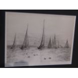 WILLIAM LIONEL WYLLIE (1851-1931): An etching depicting group of sailing vessels off coast,