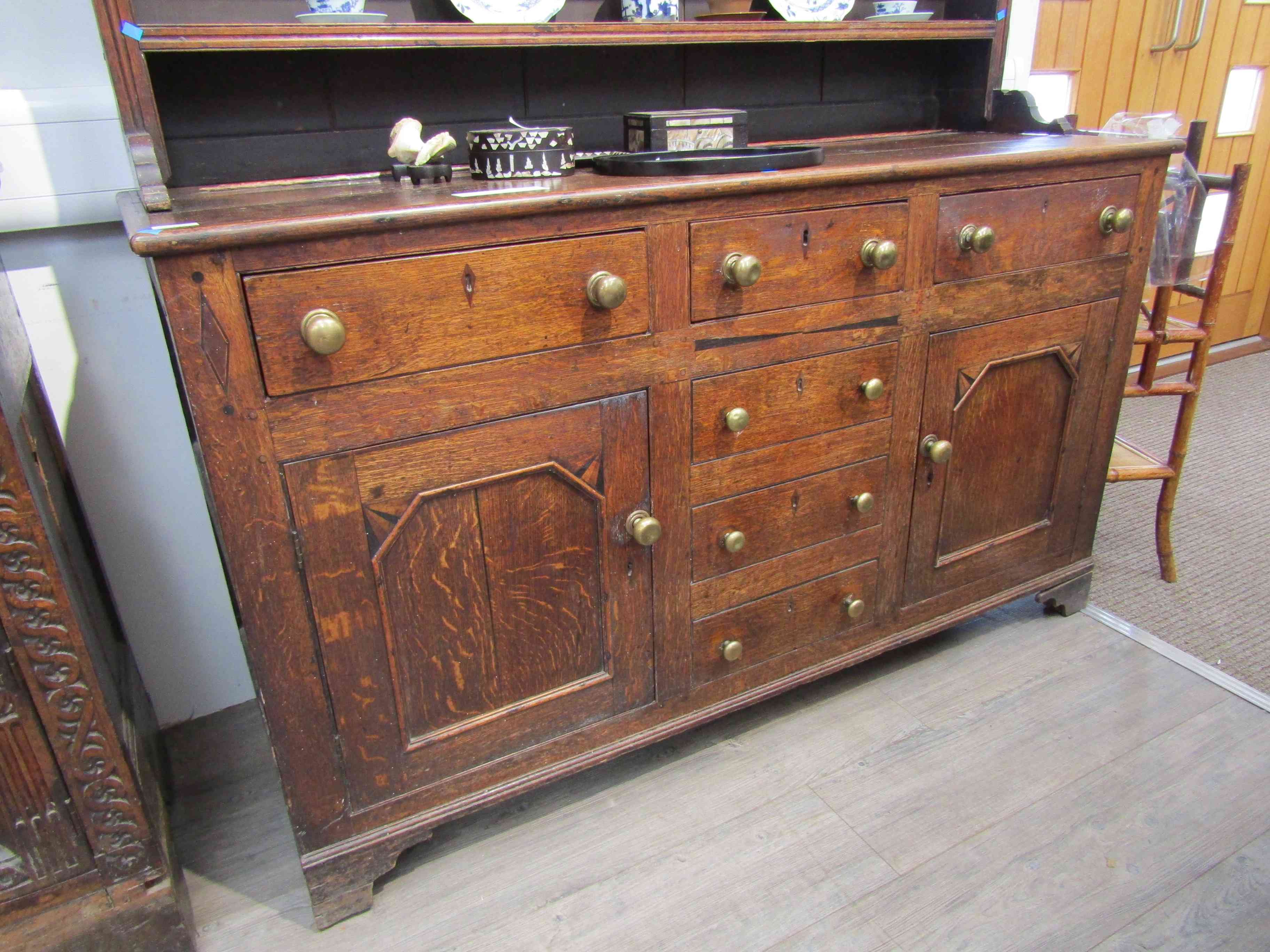 A Georgian country oak dresser, - Image 2 of 3