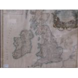 An 18th Century hand coloured map of the British Isles, Carte Des Grandes Routes,