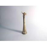 A silver hunting horn table lighter, London 1902, marks rubbed, 12cm tall,