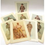 Eight Vanity Fair prints (1869-1914) of shooting and falconry themes including Richard John Lloyd,
