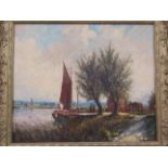 JOE FAIRHURST (XX): oil on canvas, broads scene, dated 84, gilt framed,