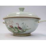 A Ch'ien Lung 1736-1795 lidded bowl, possible restoration to handle,