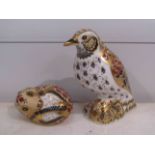 A Royal Crown Derby Song Thrush paperweight circa 2005, silver stopper,