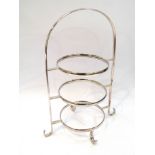 A silver plated three tier cake stand,