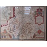 Three framed and glazed antique maps of Northern England - North/East Ridings of Yorkshire and