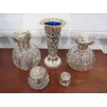 Two silver topped dressing table scent bottles,