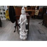 A marble statue of the Chinese goddess Kwan Yin, a/f,