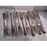 A matched set of 12 Georgian silver dessert forks,