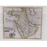EMAN BOWEN 17th: A Century hand coloured map of Turkey in Asia, Arabia, 35cm x 44cm,