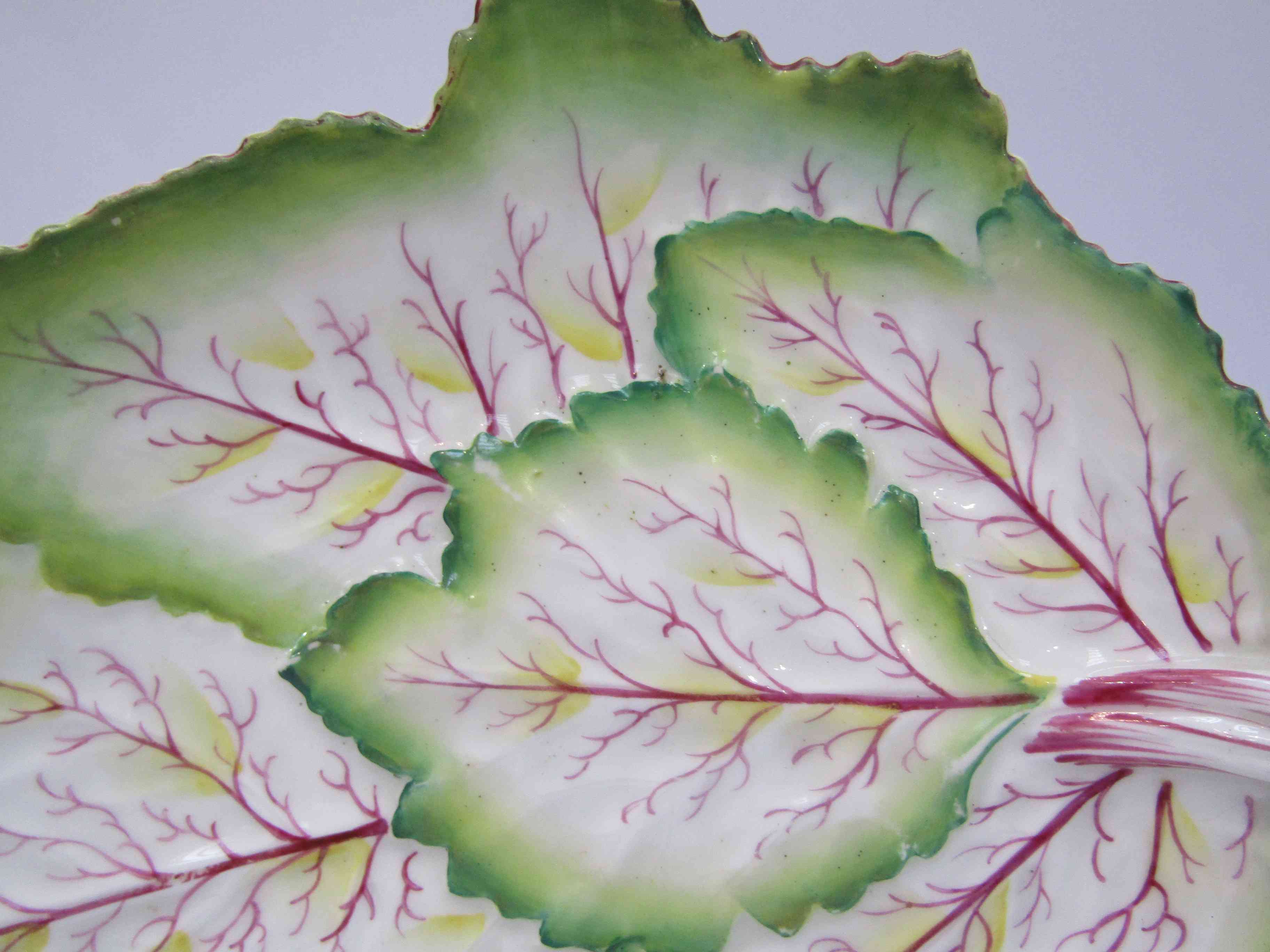 A 19th Century Chelsea leaf form dish with red anchor mark