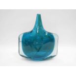 A Mdina Axe vase in blues and ochre glass.