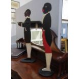 A pair of painted dumb waiters with trays