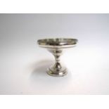 A Francis Howard pedestal dish, Sheffield, marks rubbed, slight dent to rim, weighted base,