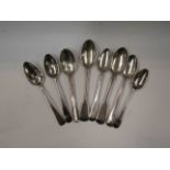 Eight silver teaspoons,