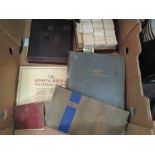 A quantity of cigarette cards, photo album and silk national flags etc.